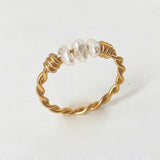 Titanium Steel Pearl Ring Hand-wound Twist Wedding Jewelry