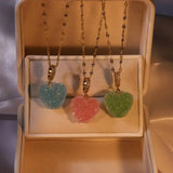 Sweet Peach Heart Zircon Necklace for Ladies