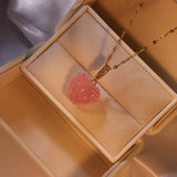 Sweet Peach Heart Zircon Necklace for Ladies