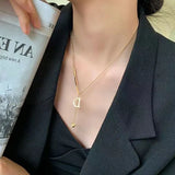 Titanium Steel Letter D Tassel Necklace Women's Jewelry