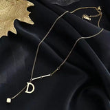 Titanium Steel Letter D Tassel Necklace Women's Jewelry