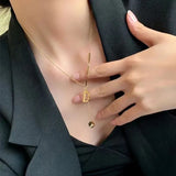Titanium Steel Letter D Tassel Necklace Women's Jewelry