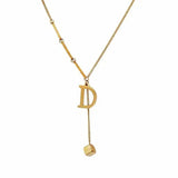 Titanium Steel Letter D Tassel Necklace Women's Jewelry