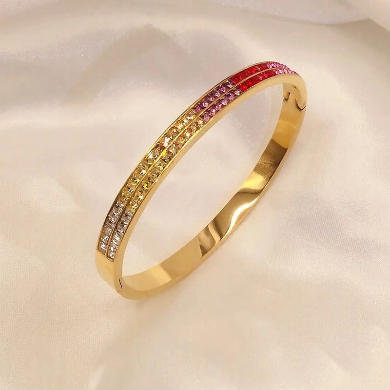 Colorful Stone Bracelet, Personalized Stainless Steel