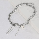 Engraved Name Bar Bracelet Crystal Chain Splicing Women's Pearl Pendant