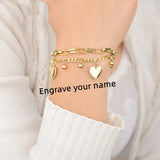 Personalized Heart Bracelet with Engraved Name Tag