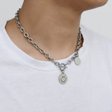 Titanium Steel Round Smiley Face Pendant Men's Hip-hop Chain