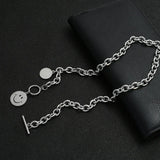 Titanium Steel Round Smiley Face Pendant Men's Hip-hop Chain