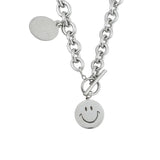 Titanium Steel Round Smiley Face Pendant Men's Hip-hop Chain