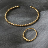 18k Beads Opening Bangle Titanium Steel Plated Bracelet