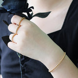 18k Beads Opening Bangle Titanium Steel Plated Bracelet