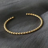18k Beads Opening Bangle Titanium Steel Plated Bracelet