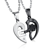 Titanium Steel Rhinestone Key Puzzle Jigsaw Couple GX553