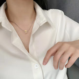 Titanium Steel Daily Necklace Colorful Square Pendant Chain