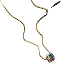 Titanium Steel Daily Necklace Colorful Square Pendant Chain