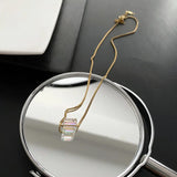 Titanium Steel Daily Necklace Colorful Square Pendant Chain