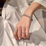 Titanium Steel Three Row Crystal Cuff Bangles