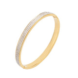Titanium Steel Three Row Crystal Cuff Bangles