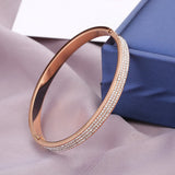 Titanium Steel Three Row Crystal Cuff Bangles
