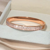 Titanium Steel Three Row Crystal Cuff Bangles