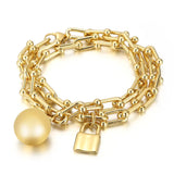 Titanium Steel U-chain Bracelet with Double Horseshoe Padlock