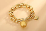 Titanium Steel U-chain Bracelet with Double Horseshoe Padlock