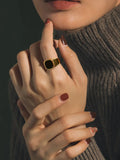 Titanium 18K Stone Band Ring Women Club Party Japan