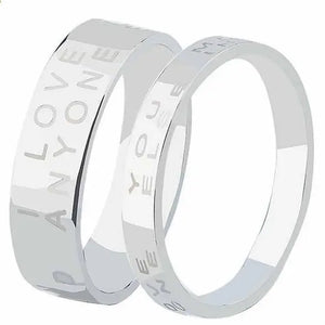 Titanium Stainless Steel Couple Rings with Creative English Letter Design
