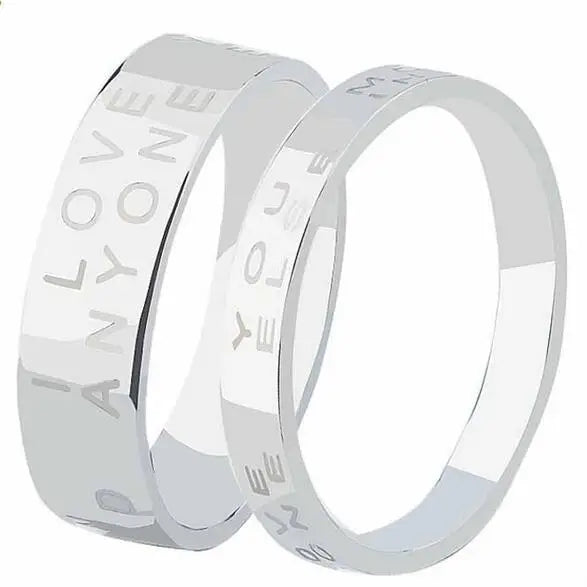 Titanium Stainless Steel Couple Rings with Creative English Letter Design