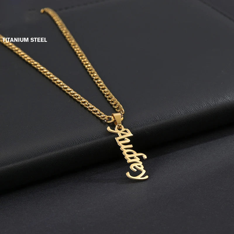 Titanium Steel Name Necklace DIY Letter Pendant Couple Jewelry