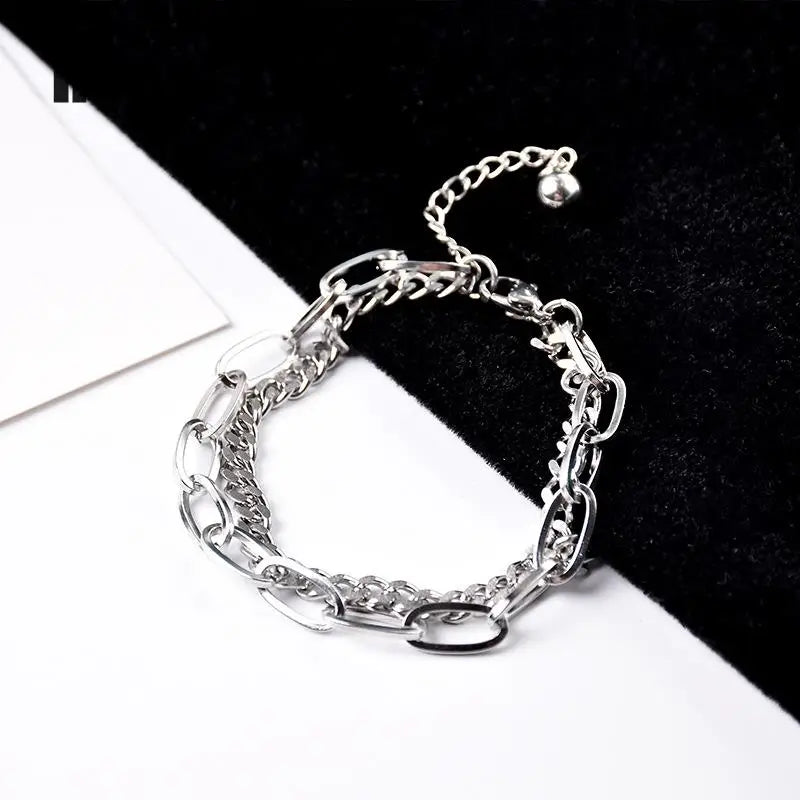 Titanium Steel Double Layer Bracelet Hip-hop Jewelry