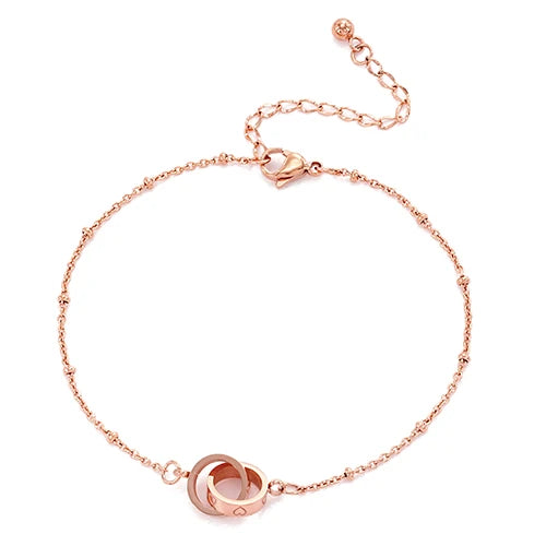 Titanium Steel Anklet Double Ring Leg Chain for Girls Women