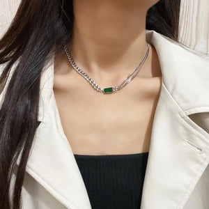 Titanium Steel Punk Crystal Choker Necklace