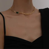 Titanium Steel Punk Crystal Choker Necklace