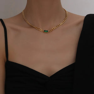 Titanium Steel Punk Crystal Choker Necklace