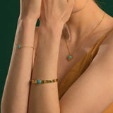 Titanium Steel Turquoise Cuff Bangle Women Cuff Bracelet