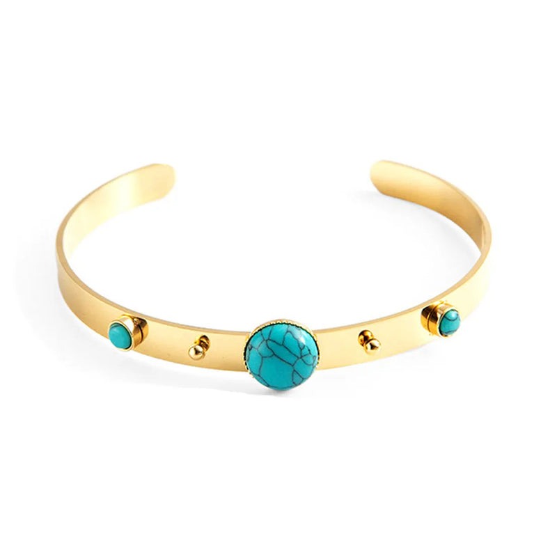 Titanium Steel Turquoise Cuff Bangle Women Cuff Bracelet