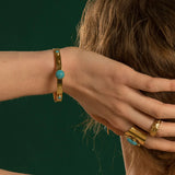 Titanium Steel Turquoise Cuff Bangle Women Cuff Bracelet