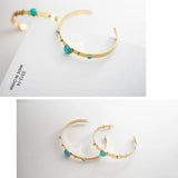 Titanium Steel Turquoise Cuff Bangle Women Cuff Bracelet