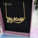 Custom Titanium Steel Heart Pendant Necklace, Couple Personalized