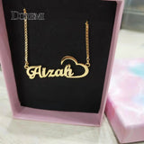 Custom Titanium Steel Heart Pendant Necklace, Couple Personalized