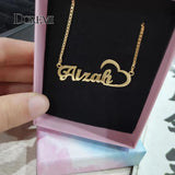 Custom Titanium Steel Heart Pendant Necklace, Couple Personalized