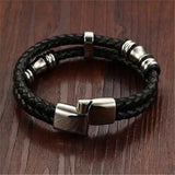 Titanium Steel Leather Men's Bracelet for Boyfriend
