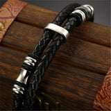Titanium Steel Leather Men's Bracelet for Boyfriend