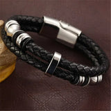 Titanium Steel Leather Men's Bracelet for Boyfriend