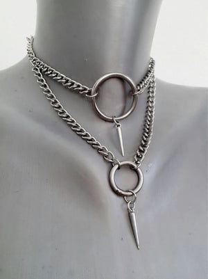 Titanium Steel Hip Hop Rivet Necklace Men's Accessories