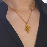 Snake Pendant Necklace for Women, Titanium Steel Jewelry Sweater Chain
