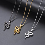 Snake Pendant Necklace for Women, Titanium Steel Jewelry Sweater Chain