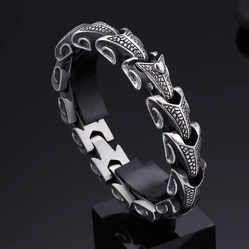 Men's Titanium Steel Keel Bracelet, Snake Design Stainless Steel Jewelry