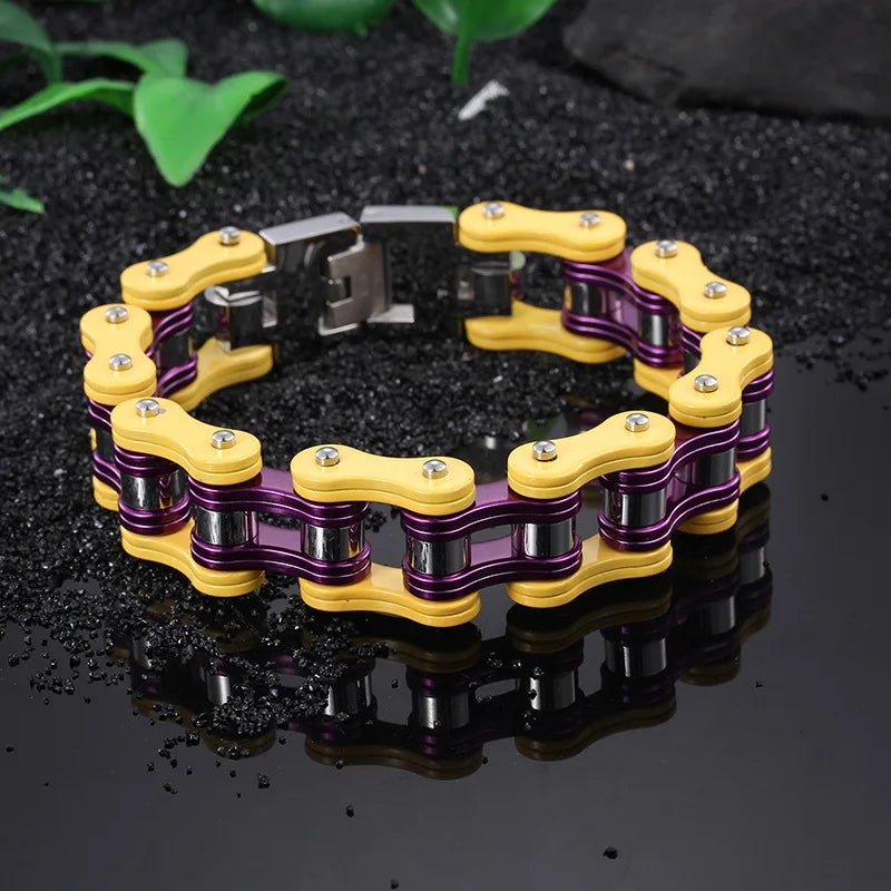 Titanium Steel Locomotive Punk Bracelet Men's Stainless Steel Bicycle Chain